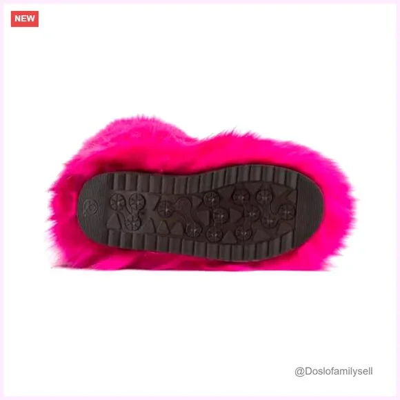 Knee-High Faux Fur Boots Warm Winter Snow Boots Fluffy